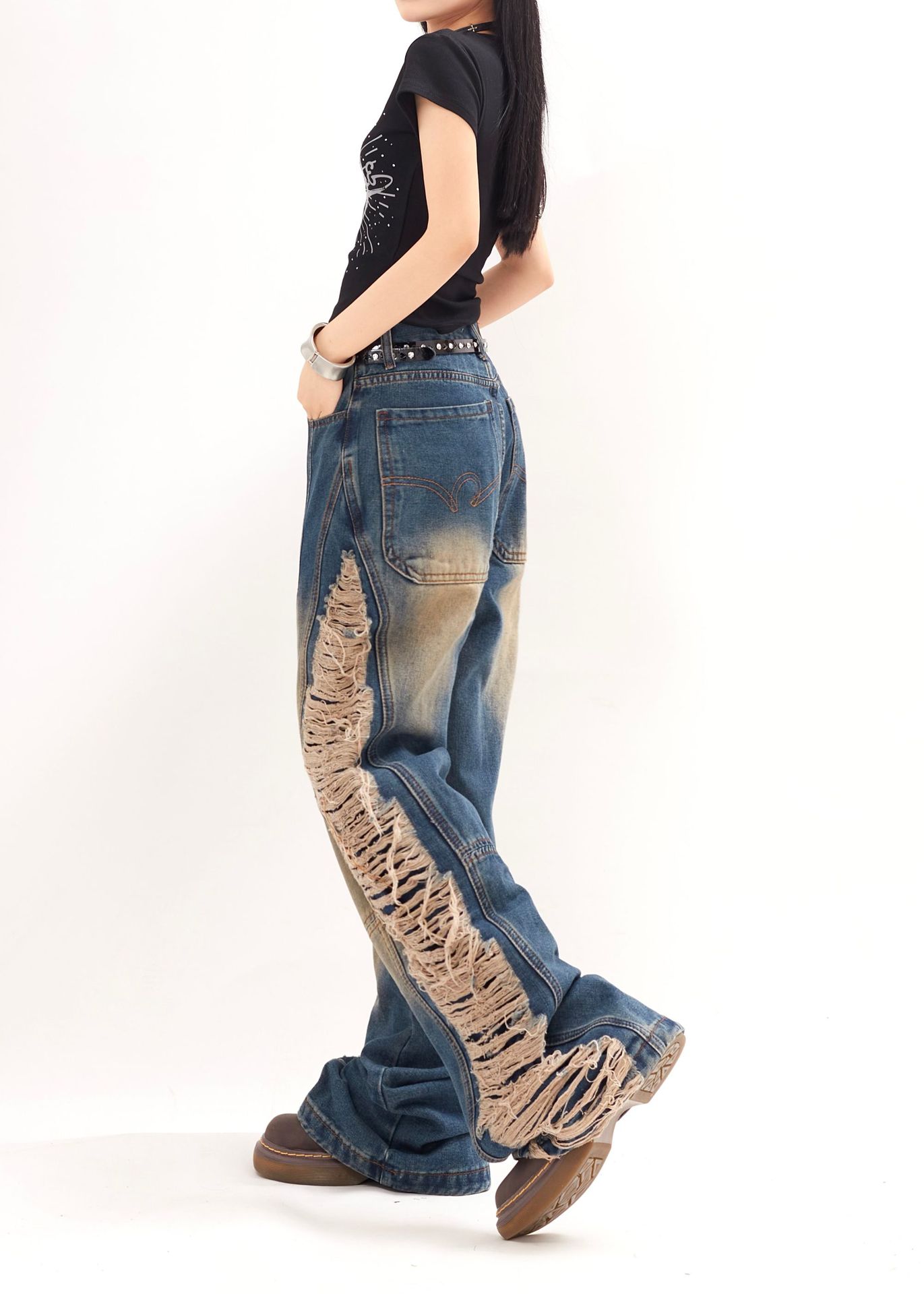 Ripped Denim Trousers For Men And Women